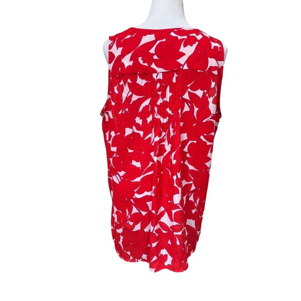 T Tahari Women’s Red & White Floral Lined Tank Top - Size L‎ - Picture 3 of 7